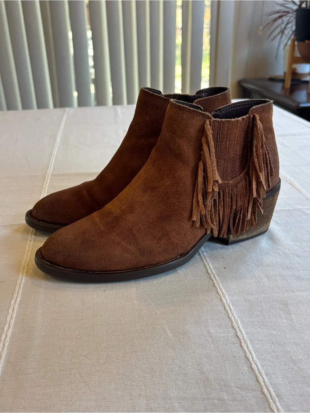 Børn Danni Suede Fringe Ankle Boots Brown Sz 8.5